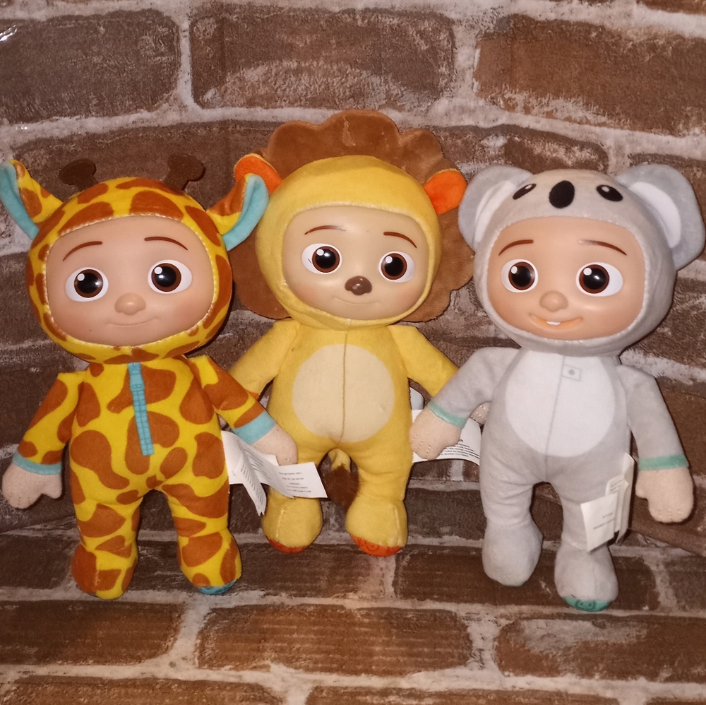 Cocomelon JJ Lion Giraffe Koala Plush Stuffed Soft Body Doll Bundle